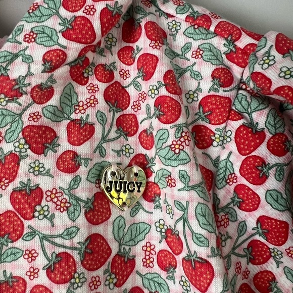 Juicy Couture Kids Pink Strawberry Print Zip-Up Short Sleeve Sweater 8/10 Girls - Picture 5 of 8